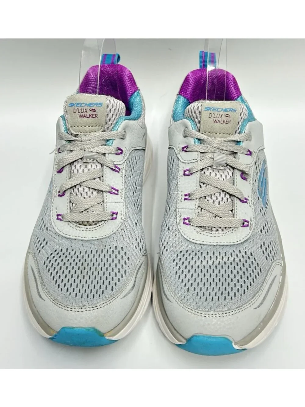 Skechers D’ Lux Walker Infinite Shoes Women’s Sz 8 Grey 149023 Running Sneakers